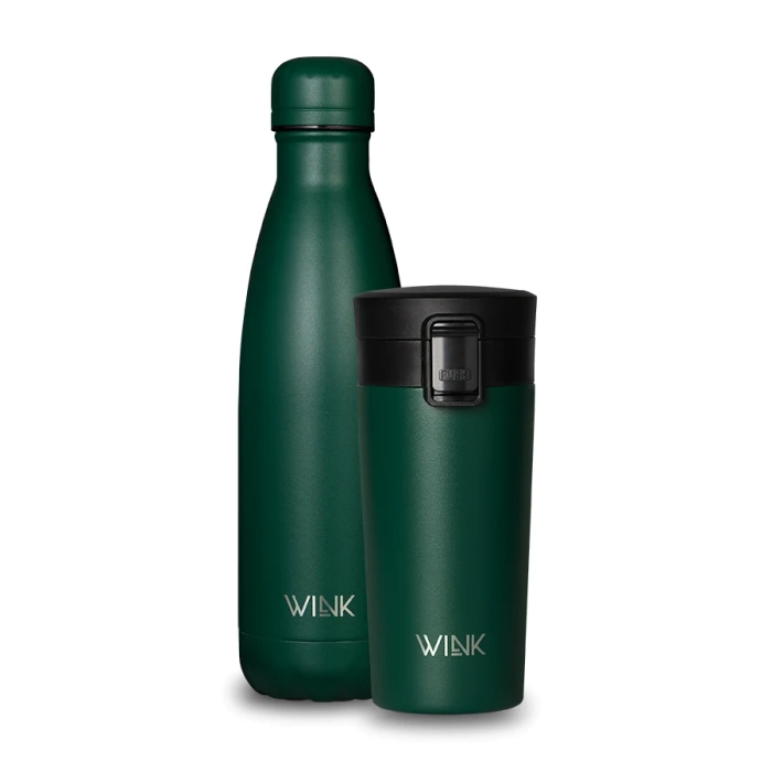 WINK Zestaw Dark Green - Butelka termiczna i Kubek termiczny.webp