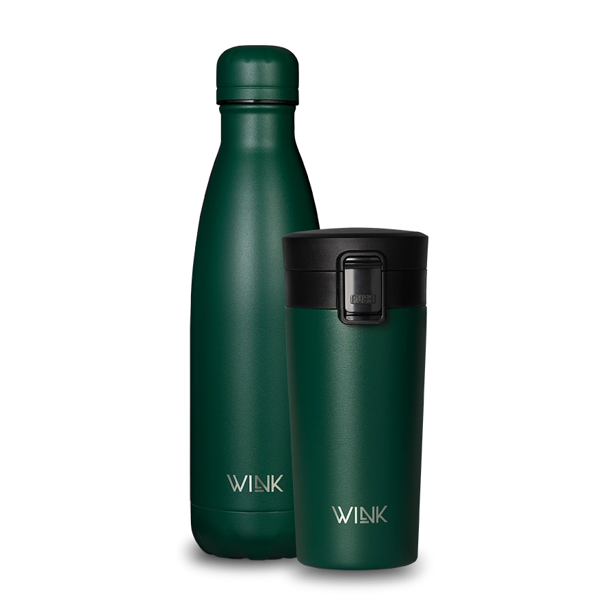 WINK Zestaw Dark Green - Butelka termiczna i Kubek termiczny.webp